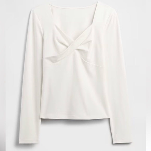 NWT | GAP Twist-Front Sweetheart Top | Ivory Cream Frost XL | MSRP $34.99 - Picture 5 of 6